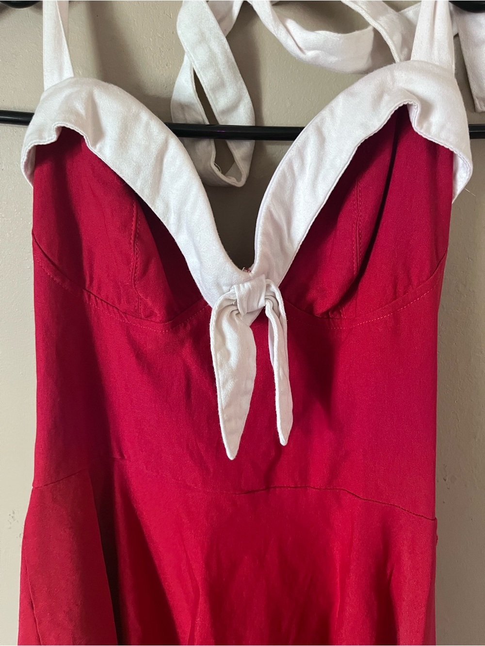 Pinup Couture Red Midi Dress with White Trim - Picture 2 of 4